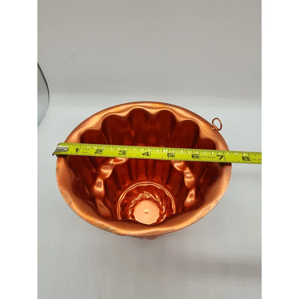 Vintage Copper Toned Fluted Aluminum Jello Cake Mold Hanging Wall Decor 6 Cup